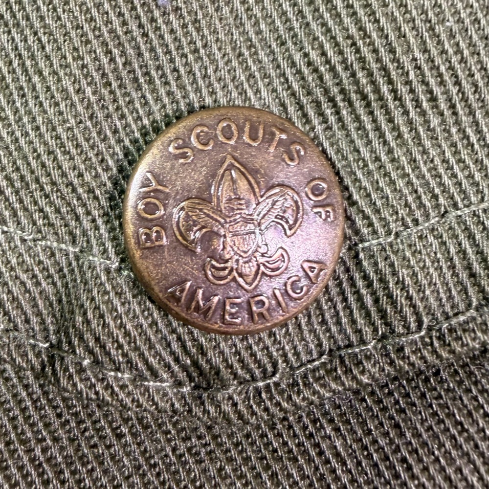 Vintage Boy Scout Uniform Short Shorts Khaki Green BSA Snap Pockets Size 32 - Picture 6 of 7